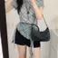 Áo thun ngắn tay kẻ sọc không đều phong cách Hàn Quốc dành cho nữ Thiết kế mùa hè Niche Pure Desire Style Chic Top