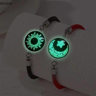 Misa 2 Cái / bộ Dạ Quang Cặp Đôi Mặt Trời Mặt Trăng Vòng Tay Dành Cho Nữ Có Thể Điều Chỉnh Dây Dệt Quyến Rũ Tình Bạn Bạn Gái Dự Tiệc Trang Sức Quà Tặng Đẹp