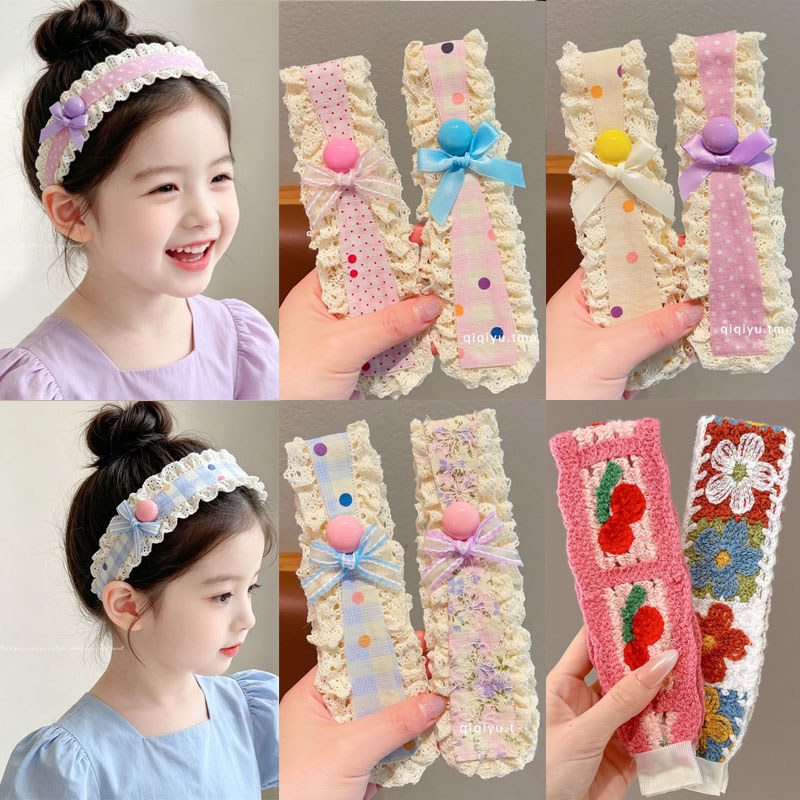 Băng đô Velcro Hàn Quốc Hoa ren nơ ma thuật dán đầu