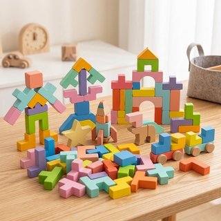 Gỗ Tetris Xếp Hình Montessori Khối Tư Duy Logic Sáng Tạo Chơi Trẻ Em Đồ Chơi Học Tập 40 Chiếc