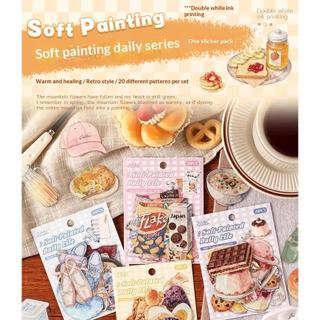 JIANWU Tranh Mềm Hàng Ngày Series Vintage Bánh Mì Thực Phẩm Phong Cảnh Chất Liệu Cắt Dán PET Nhãn Dán Sáng Tạo DIY Tạp Chí Văn Phòng Phẩm