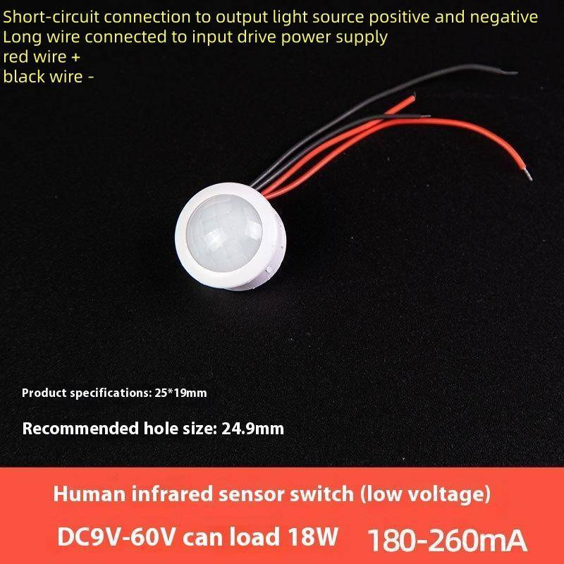 Newsmallbrains 1 Công tắc tự động DC 12V 24V PIR Công tắc cảm biến chuyển động hồng ngoại PIR Cảm biến phát hiện ánh sáng LED Công tắc hồng ngoại Đèn ngủ nhạy cảm NSB