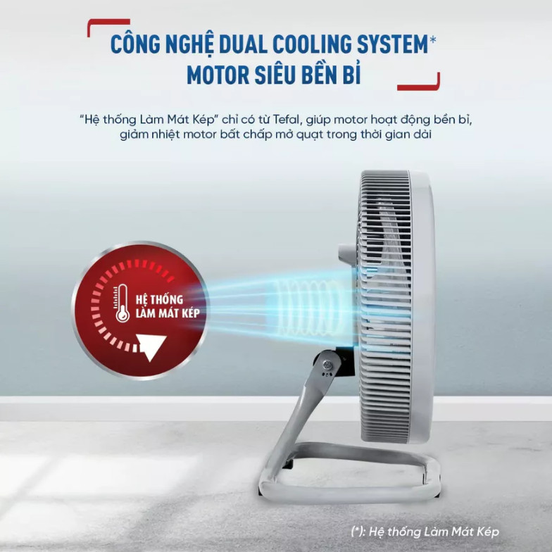 Quạt sàn Tefal Turbo Silence Plus 80W  6 Cánh - Chế độ yên tĩnh - Làm mát nhanh - Bảo hành 24 tháng