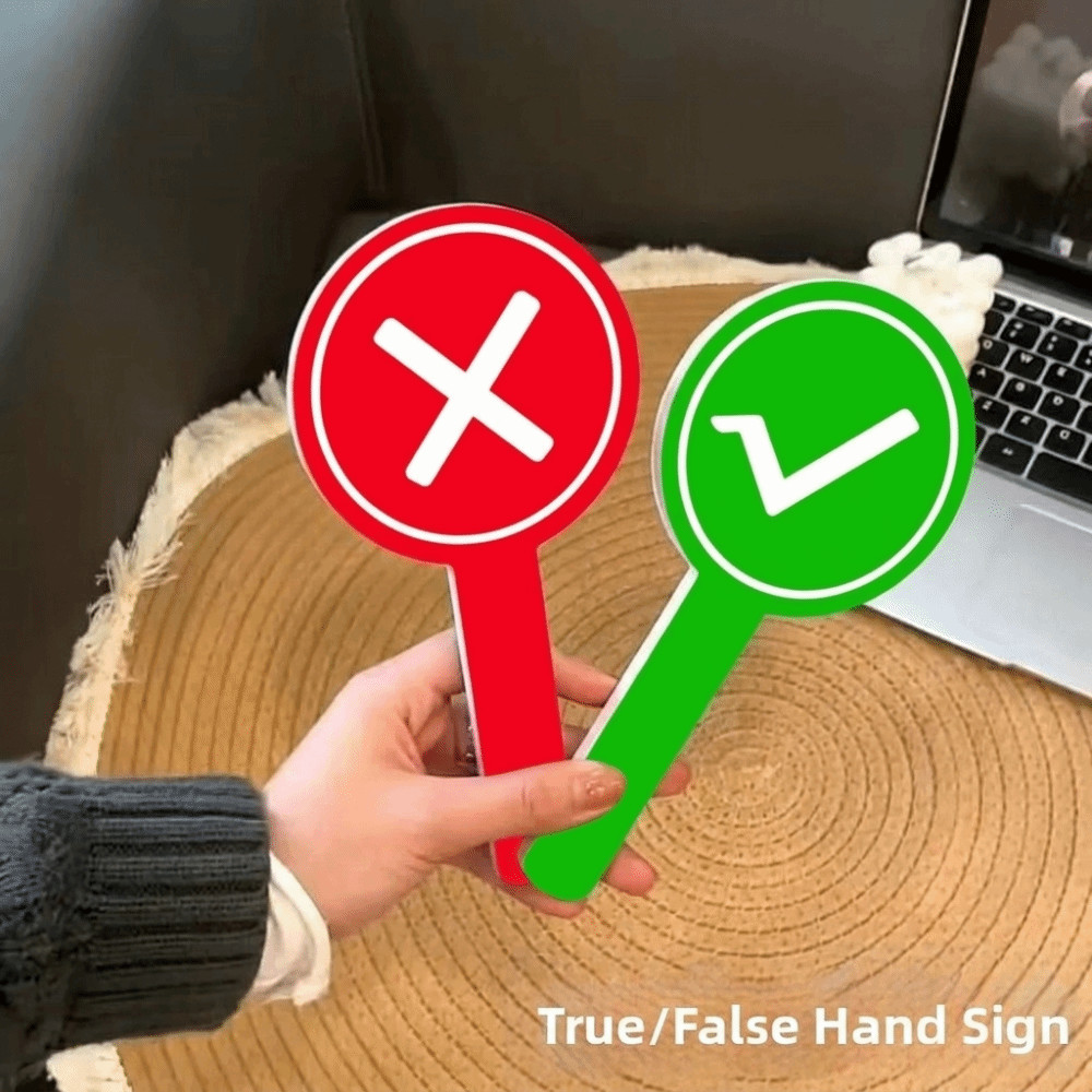 YUUKII Yes No Paddles, Thẻ chấm điểm tay hai mặt bên phải, Công cụ giữ thẻ thú vị Mặt không chính xác Mái chèo bỏ phiếu dành cho khán giả đỏ-xanh lá cây Thẩm phán gia đình