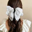 Vintage Ba Lớp Chấm Bi Nơ Tóc Nửa Đuôi Ngựa Giá Đỡ Thanh Lịch Pháp Xoắn Kẹp Tóc Móng Vuốt Kẹp