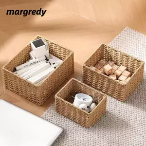MARGREDY Snack Đồ lặt vặt sắp xếp, Giỏ đựng đồ dệt dung tích lớn có thể tái sử dụng, Hộp đựng mỹ phẩm thủ công bền bỉ