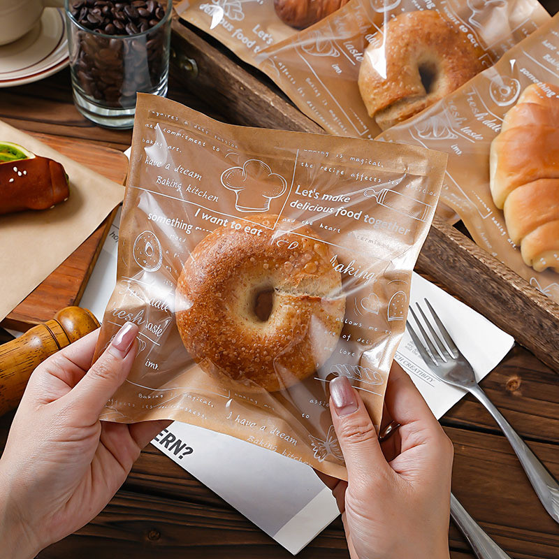 Túi Bao Bì Bánh Mì Nướng Thực Phẩm Dùng Một Lần Túi Giấy Kraft Chống Dầu Oubao Bagel Donut Bánh Mì Nướng Túi26042001