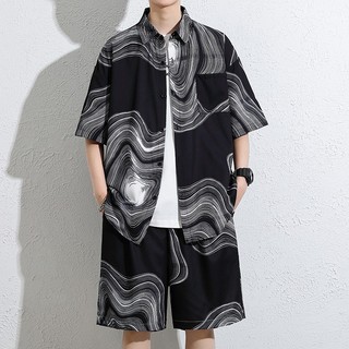 Bộ áo sơ mi nam ESEA tay ngắn &amp; quần short phong cách cảng Hawaii, phù hợp cho bãi biển