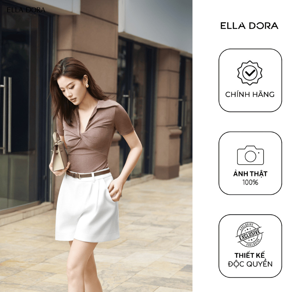 Quần short nữ ELLA DORA cạp cao dáng phồng form chuẩn thiết kế thanh lịch 2 màu ĐEN/TRẮNG [QS02]