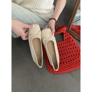 Retro Nhẹ Nhàng Nơ Thấp Gót Mềm Giày Đơn Giày Da Nhỏ Slip-On Đi Lại Lợn Miệng Giày Xuân Hè Giày Nữ Pháp