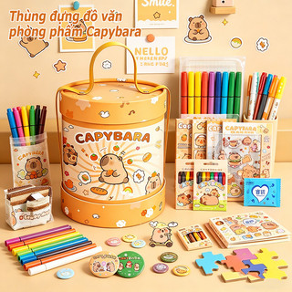 Hộp quà Capybara văn phòng phẩm dễ thương dụng cụ học tập quà sinh nhật Quốc tế thiếu nhi 1/6