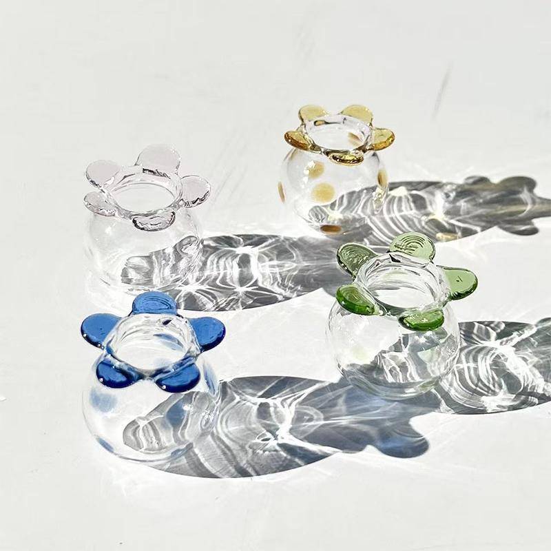 [VG] Bó hoa thủy tinh thủ công Bình điêu khắc hoa Mini Artisan Trang trí thổi tay cho quà tặng ngày lễ Trang trí để bàn MỚI