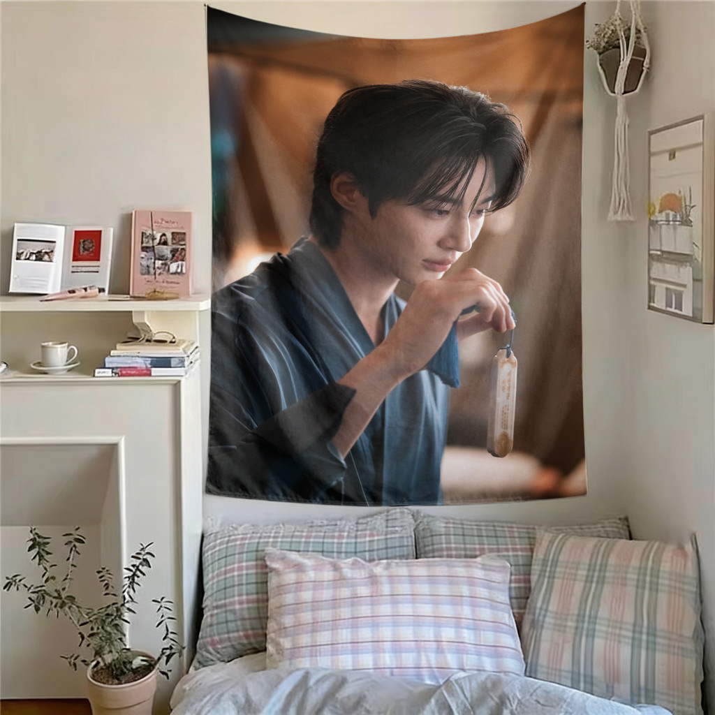 Tấm thảm treo tường Byeon Woo Seok có kẹp, Tấm thảm Polyester vương miện hoàn hảo Treo tường phòng ngủ