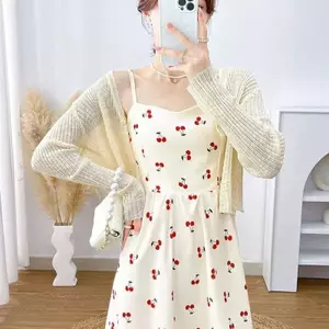 Đầm đeo hoa nhỏ phiên bản Hàn Quốc Váy mùa hè phù hợp với kích thước lớn Váy dài chị gái M Quần áo nữ có thể mặc bên ngoài Váy ngủ