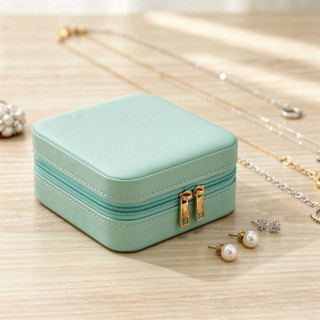 Hộp Đựng Trang Sức Di Động Da PU Nhung Lót Mini Du Lịch Nhẫn Bông Tai Vòng Cổ Người Tổ Chức