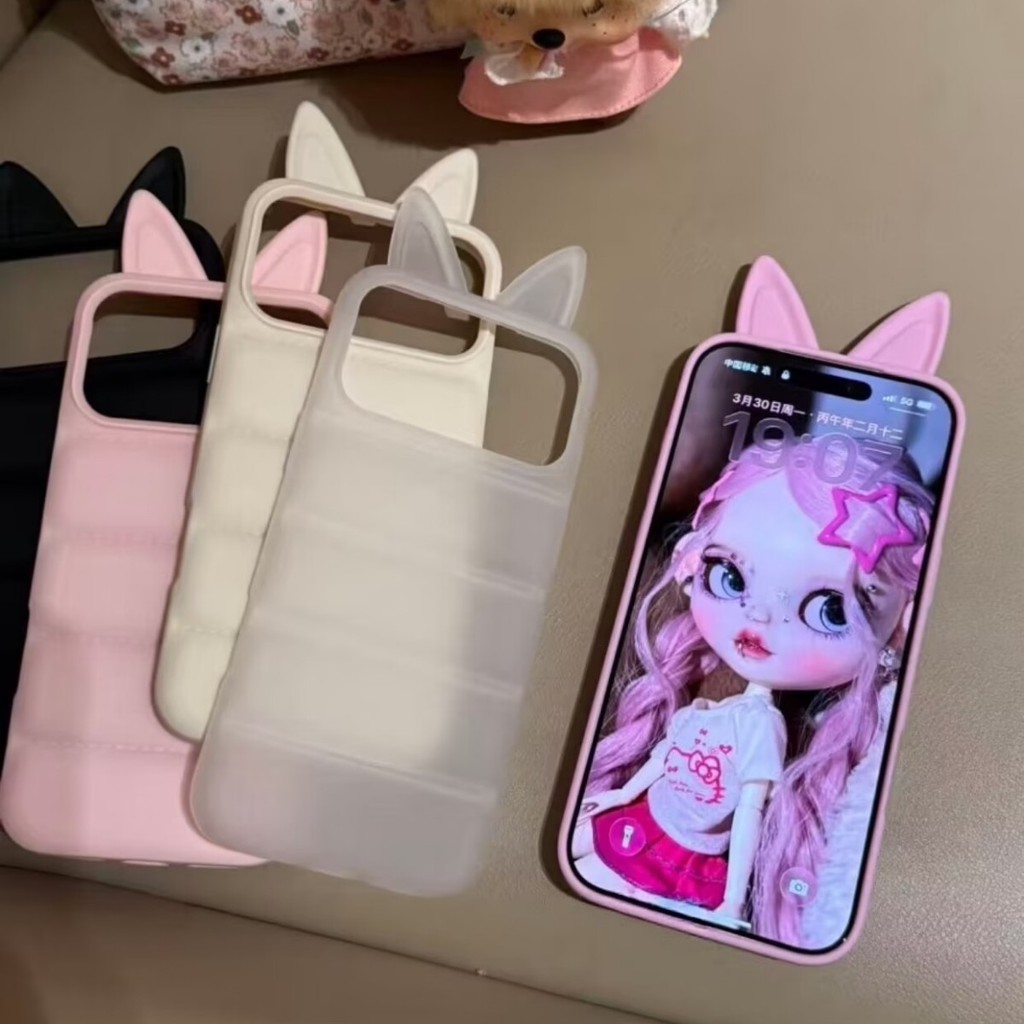 Phim hoạt hình Chất liệu dễ thương Fox Ears iphone17pro max Apple 16 Thích hợp cho Ốp điện thoại 15pro max