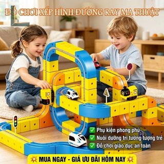 Bộ xây dựng đường ray xe lửa ma thuật Đồ chơi Montessori bằng nhựa ABS Phát triển trí não Trẻ em Đồ chơi sáng tạo