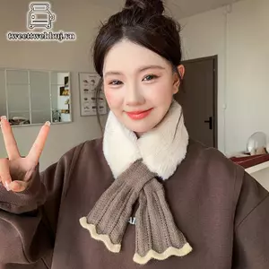 Nhíp Mùa Đông - Khăn Cổ Lông Thỏ Giả Phong Cách Sang Trọng, Chống Gió Khi Đi Xe Đạp Ngoài Trời
