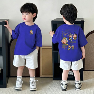 (Từ 1-12 tuổi) Áo sơ mi ngắn tay trẻ em, Áo thun in hình hoạt hình Crayon Shin Chan cổ tròn cho bé trai