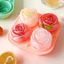 🌤️COD🌤️Khuôn silicon làm đá viên, họa tiết bông hồng,Khuôn thạch 4 viên có nắp đậy xinh xăn cute trang trí