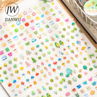 JIANWU Nhiều Màu Sắc Little Things Series Kawaii Dopamine Tree Apple Phong Cảnh Chất Liệu Cắt Băng PET Tạp Chí Sáng Tạo Văn Phòng Phẩm