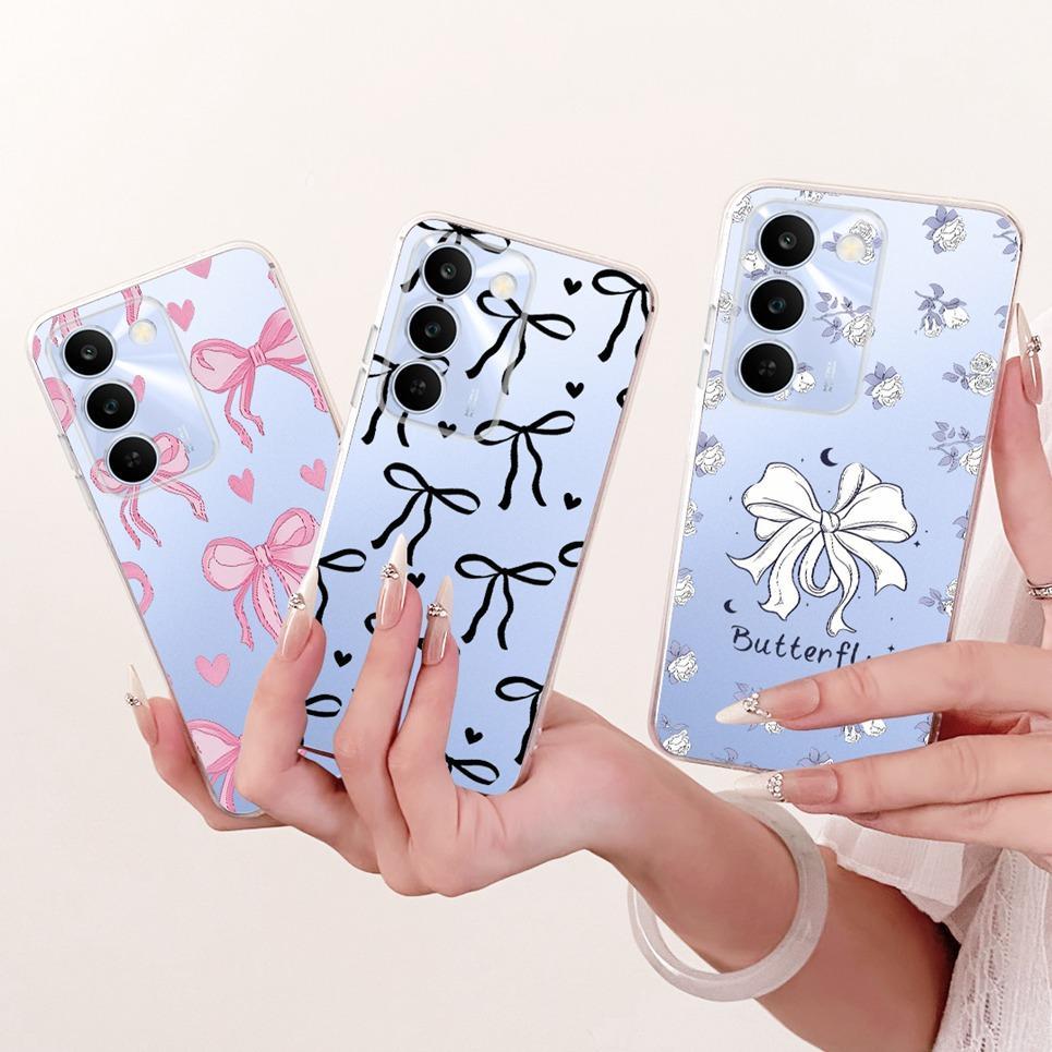 Nơ Họa Tiết Trái Tim Tình Yêu Mèo Dễ Thương Ốp lưng Realme C83 C100 P4 Lite 5G Realme C100i 4G Vỏ Mềm Trong Suốt Silicon Ốp Lưng