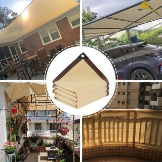 Lưới che nắng ngoài trời HDPE Màn hình chống nắng Bảo vệ tia cực tím Sân vườn Vỏ cây màu be thoáng khí