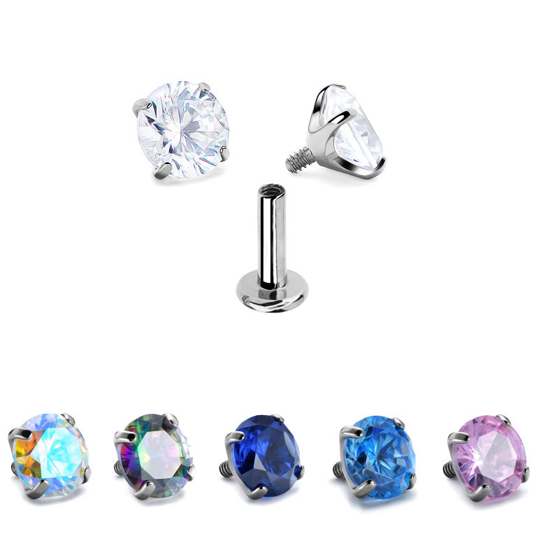 🔥 nâng cao 🔥 Chống dị ứng Khuyên tai vành tai 2026 Bông tai siêu flash hợp kim titan đáy phẳng 1mm răng bên trong zircon