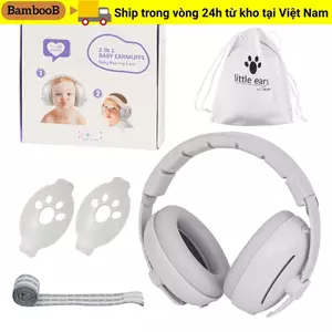 BAMBOOB tai nghe 2 trong 1 bảo vệ tai cho bé, khử tiếng ồn, di động, điều chỉnh, cải thiện giấc ngủ