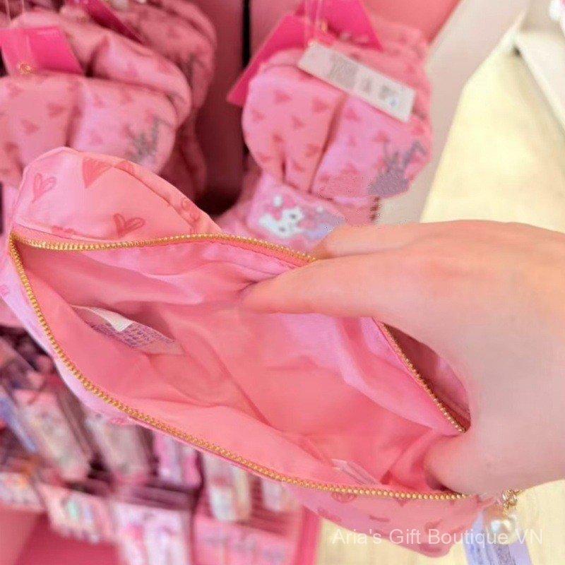 [Aria] Phong cách mới Nhật Bản HeIIoKitty Túi đựng nơ màu hồng dễ thương Đồ dùng học sinh Hộp đựng bút chì