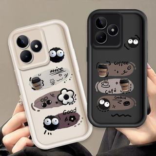 Ốp Lưng Cho Realme C53 C51 Note 50 C63 C61 Hoạt Hình Silicon Phụ Kiện Vỏ Điện Thoại Mềm TPU Đen Bóng Than Thiên Thần Mắt Chống Sốc Ốp Lưng