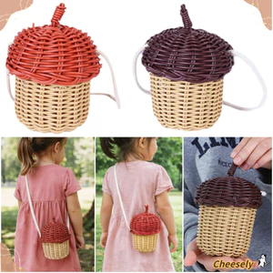 Túi đeo chéo CHEESELY, Giỏ đựng vai dệt hình quả trứng, Đạo cụ chụp ảnh cà phê đỏ thời trang Giỏ đựng đồ bằng nhựa Lưu trữ tại nhà