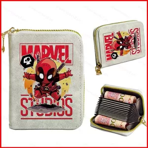 GC2 Marvel Túi Đựng Thẻ Ngắn Dung Tích Lớn Đa Chức Năng Nhiều Khe Cắm Anime Người Nhện Dây Kéo Ví Đựng Tiền Xu CG2