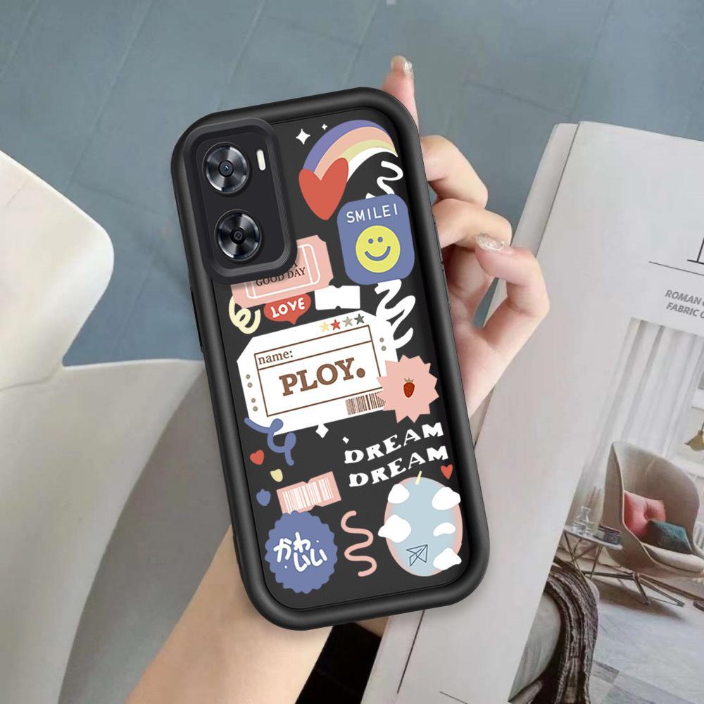Ốp Cho OPPO A57 4G A77 4G A77S 4G Phim Hoạt Hình Silicon Màu Kẹo Vỏ Điện Thoại Mềm Nhãn TPU Nụ Cười Hoa Mắt Thiên Thần Ốp Lưng Chống Sốc