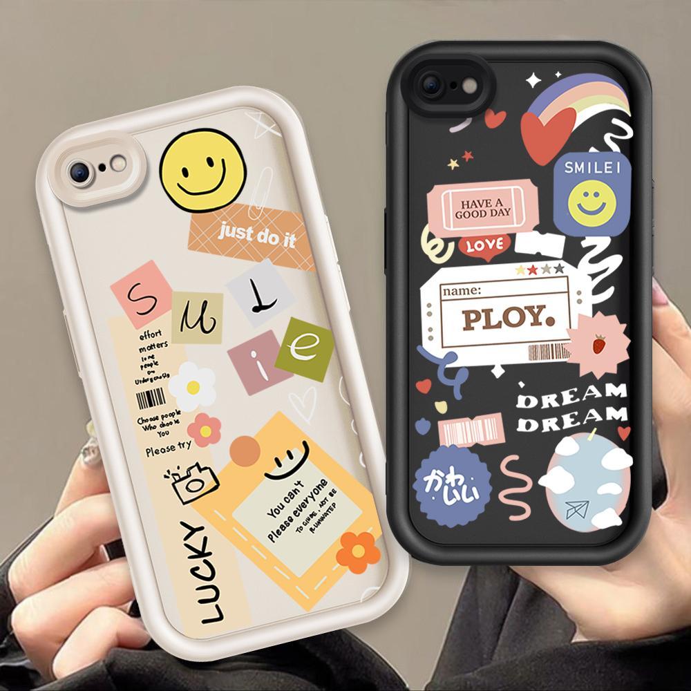 Ốp Cho iPhone 6 6s 7 8 se2020 Plus Hoạt Hình Silicon Phụ Kiện Vỏ Điện Thoại Mềm Nhãn TPU Nụ Cười Hoa Thiên Thần Mắt Chống Sốc Ốp Lưng