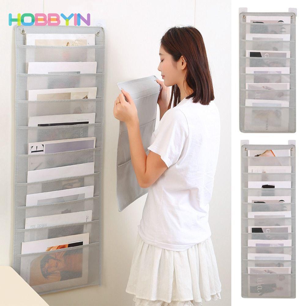 Túi lưu trữ treo tài liệu HOBBYIN, Tệp treo 3 / 6 / 9 lớp bằng vải không dệt, Biểu đồ bỏ túi dung lượng lớn đa chức năng Túi treo cạnh bàn bền dành cho học sinh