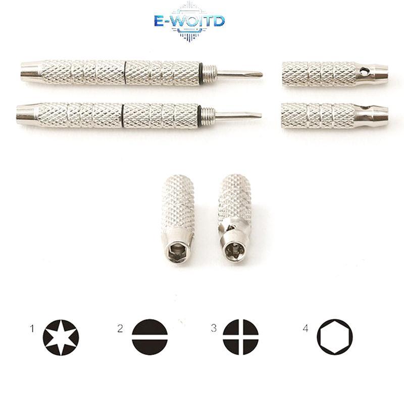 E-WOITD 4 trong 1 Tua Vít Đồng Hồ Kính Mắt Dụng Cụ Sửa Chữa Thép Nhôm Di Động Mini Dụng Cụ E-WOITD