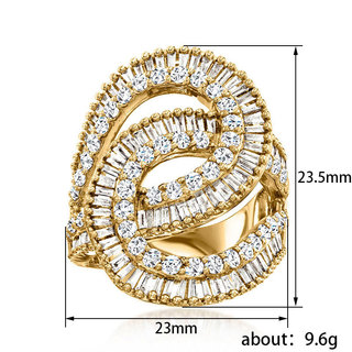 Châu Âu Mỹ ins Phong Cách Mới Zircon Hình Học Vòng Phóng Đại Nữ