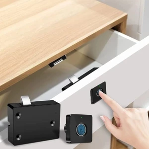 Khoá tủ ngăn kéo vân tay có pin sạc lắp sẵn bên trong cửa