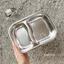 Khay ăn Inox Cao Cấp 2 Ngăn Kèm Thìa Cho Bé Kích Thước 22x15x6cm Khay ăn Inox Cho Bé