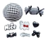 Set Charm Mũ Caro Đen Trắng Siêu Cute – Kitty Nơ Đỏ + Kẹo Ngọt + Tim Đen Xinh Xỉu Hot Trend
