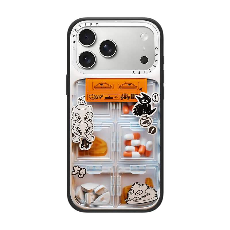 CASECASE X Monster Pill Case White Camera Ring Edition Matte Đen Cứng Hút Từ Tính Tác Động Dành Cho Apple IPhone 13 14 15 16 17 Pro Max Air Plus Có Hộp