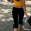 Quần Capri Nữ Màu Trơn Nơ Trang Trí Eo Thấp Quần Legging Crop Co Giãn Thường Ngày Mùa Hè