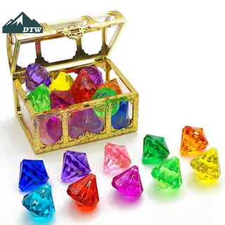 DTW 1 Bộ Trẻ Em DIY Phụ Kiện Hộp Pha Lê Kho Báu Đồ Chơi Trẻ Em Acrylic Nhiều Màu Sắc Kim Cương Đá Quý Nhựa Lớn Trang Sức Thể Thao