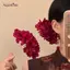 AqToCna Tím Hoa Vàng Chân Tóc Bộ Mục Vụ Vải Hoa Tóc Sti Cho Nữ Ngọt Ngào Cưới Phù Dâu Phụ Kiện AqToCna
