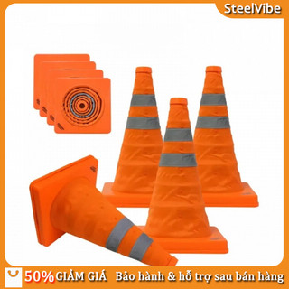 Nón cảnh báo gấp gọn 45cm phản quang sự kiện ngoài trời Rút gọn, Có đèn phát sáng, An toàn ban đêm, Cọc tiêu hình chóp