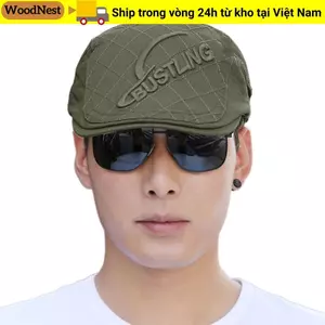 WOODNEST Cabbie Flat Cap, Mũ nồi Cotton có thể điều chỉnh, Thời trang thông thường Bảo vệ tia cực tím Mùa hè Mũ Newsboy Nam