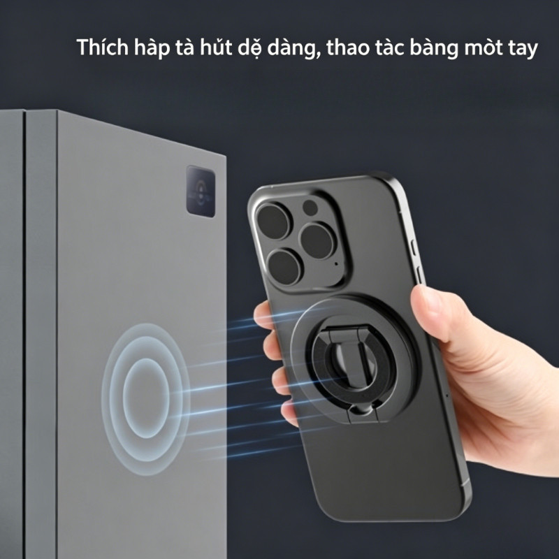 Giá Đỡ Điện Thoại Di Động Xoay 360 Độ,nhẫn nam châm giữ điện thoại, Hợp Kim Nhôm, Điều Chỉnh Ngang Dọc