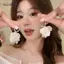 AqToCna Hoa Xanh Lá Tòn Ten Bông Tai Acrylic Dài Thả Cho Nữ Thời Trang Mùa Hè Bohemian Quà Tặng Cho Bạn Gái AqToCna