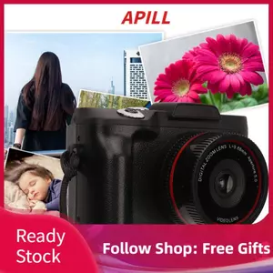 Apill Máy ảnh kỹ thuật số 1080P để chụp ảnh Tự động lấy nét Zoom 16X 16MP Vlogging với màn hình lật 180° Hỗ trợ nhỏ gọn Thẻ lưu trữ 128G